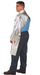 Man wearing silver Chicago Protective Apparel 564-APBI-50 Open Back 7 oz Heat Resistive Coat  on white background