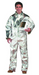 Man wearing silver Chicago Protective Apparel 605-ACF Heat Resistive Aluminized Carbon Fleece 12 oz Coveralls on white background