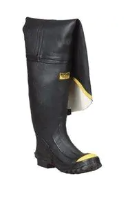 Black Honeywell Servus T112 Hip Boots 36" Length Full Hip Boots Black Steel Toe  on white background