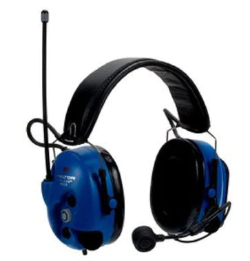 Blue and Black 3M PELTOR MT7H7B4010-NA-50 Lite-Com Pro II Two Way Radio Communications Headset on white background