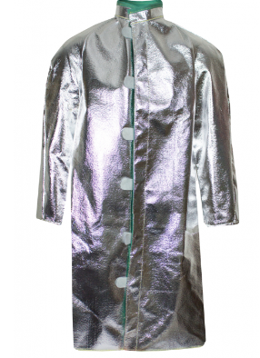 Silver NATIONAL SAFETY APPAREL Enespro C22NL50 Deluxe Aluminized Coat on white background