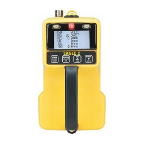 Yellow RKI gas monitor 723-001-H2 against white background