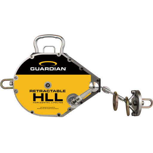 Yellow and black Guardian Fall 04660 Retractable Horizontal Lifeline on white background