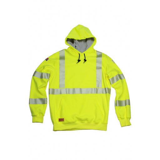 Yellow lime reflective hi viz National Safety Apparel Drifire SWSLHE01 TECGEN FR HI-Vis Lined Pullover Sweatshirt