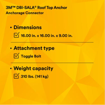 3M DBI-SALA 2100142 Permanent Roof Top Anchor For Single Ply Bitumen Membrane/Built-Up  with Weather Proof Shroud | No Sales Tax