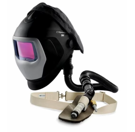 Black, white, gray 3M Speedglas FA III SAR with V-100 Valve and 9100-Air Welding Helmet 25-5702-30iSW, ADF 9100XXi