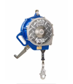 Silver and blue 3M DBI-SALA 3400170 Sealed-Blok 3-Way Retrieval Self-Retracting Lifeline Stainless Steel Cable 130 ft 