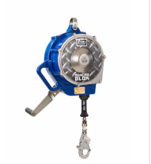 Silver and blue 3M DBI-SALA 3400874 Sealed-Blok 3-Way Retrieval Self-Retracting Lifeline Stainless Steel Cable 85 ft