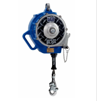 Blue and silver 3M DBI-SALA 3400882 Sealed-Blok 3-Way Retrieval Self-Retracting Lifeline with Bracket Stainless Steel Cable 85 ft