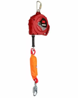 Red, yellow, black silver 3M Protecta Edge Self-Retracting Lifeline 3590047 Galvanized Cable Steel Swivel Snap Hook 33ft. Class 2 ANSI