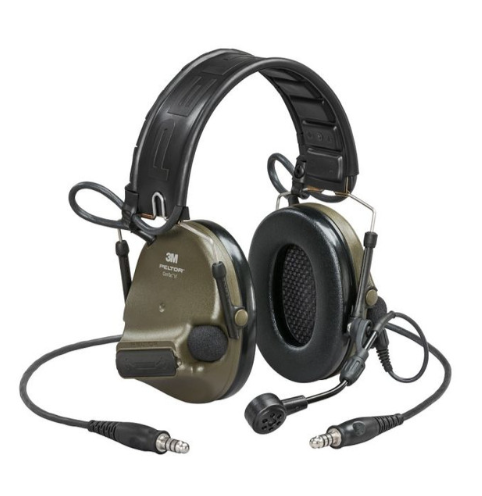 green 3M PELTOR MT20H682FB-19N GNS ComTac VI Tactical Headset on white background