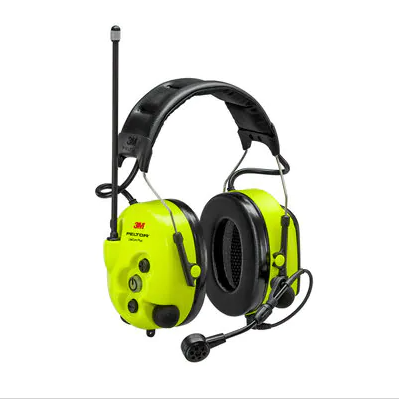 Lime Yelow and black 3M™ PELTOR MT73H7A4610NA LiteCom Plus Headset on white background