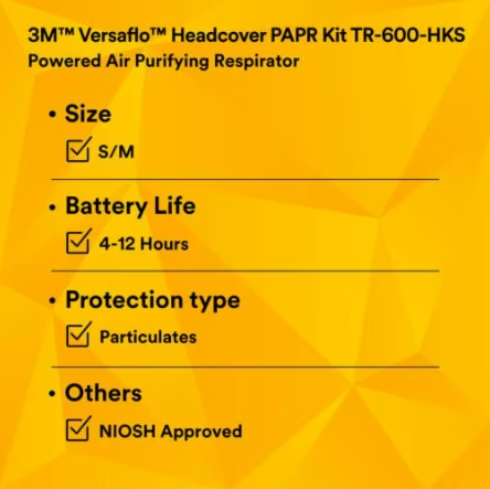 3M Versaflo Healthcare PAPR Kit TR-600-HKS 1 ea/Case | No Tax and Free Shipping