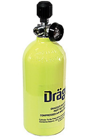 Yellow and black Draeger 4055061 Cylinder and Valve Kit 10 Minute Quick Air on white background