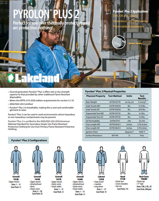 Lakeland 7101B Pyrolon® Plus 2 Lab Coat – 2 Pockets Case of 30