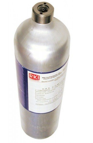 RKI Instruments Calibration 58 Liter Gas Cylinder 81-0154RK-02 Quad Mix, CH4 50%, H2S 25 ppm, CO 50 ppm, O2 12% Vol, N2 Balance