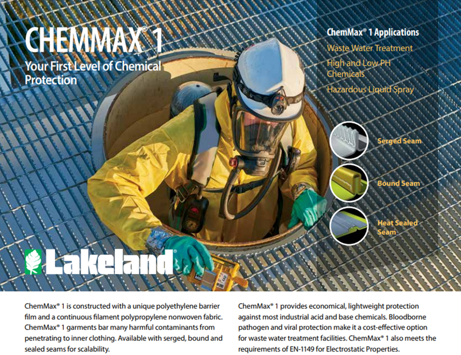 Lakeland C1S650Y ChemMax 1 Apron 100 per case