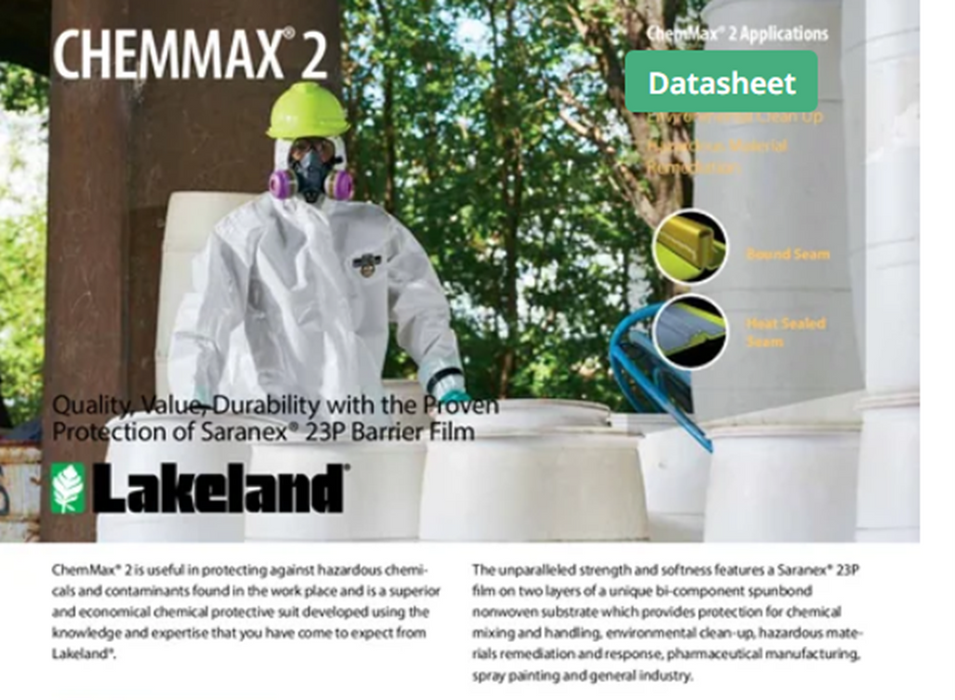 Lakeland C2T110 ChemMax 2 Taped Seam Coverall Cs of 6-Elastic Wrist/Ankle