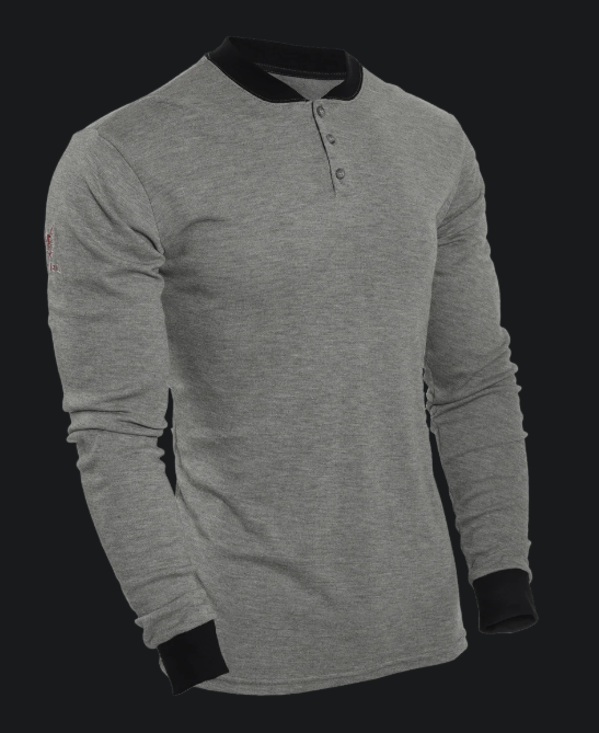 National Safety Apparel C541NGEBSLS 6oz TECGEN Select FR Long Sleeve Henley Grey