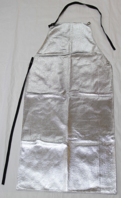 silver Chicago Protective Apparel 548-ACK Aluminized 48 Inch 19 oz Carbon Kevlar Bib Apron