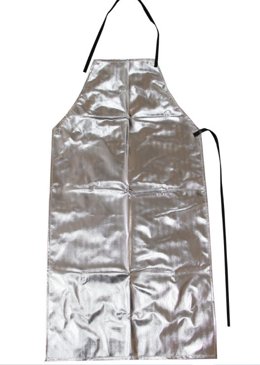 silver Chicago Protective Apparel 548-AR Bib Apron 24”X48” Aluminized 15 oz Rayon