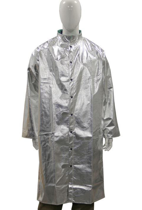 Silver Chicago Protective Apparel 603-APBI 50” Coat 7 oz Aluminized PBI Blend 
