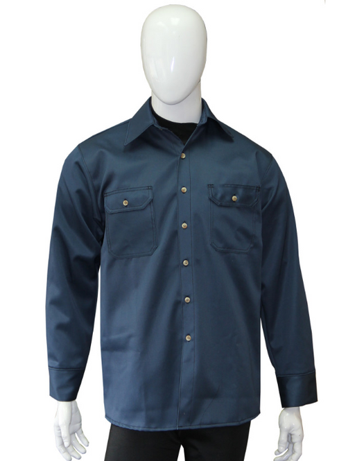 Chicago Protective Apparel 625-FR9B-N Button Front FR Shirt 8.5 oz Navy Vinex 2 Pocket