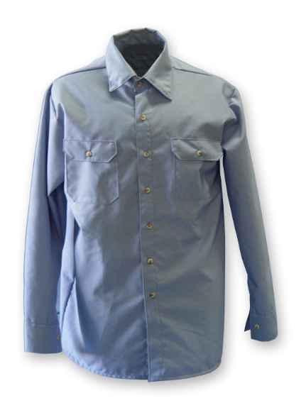 Chicago Protective Apparel 625-USB Button Front 2 Pocket FR Shirt 7 oz Medium Blue Ultra Soft