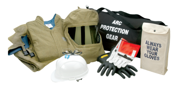 Tan, black, white, red Chicago Protective Apparel 40 Cal Arc Flash AG40-JP Jacket/Pants Kit