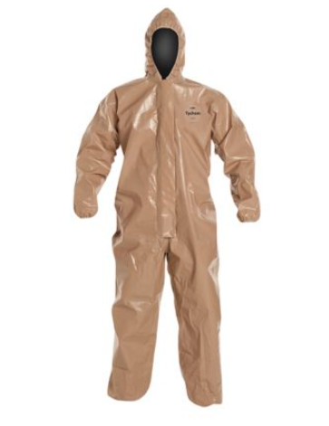 DuPont C3127T TN Tychem 5000 Coverall Standard Fit Hood Elastic Wrists and Ankles Storm Flap with Adhesive Closure Taped Seams Tan | No Tax