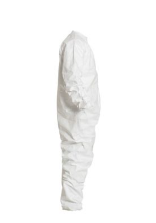 DuPont IC182B Tyvek IsoClean Coverall Bound Seams Bound Neck Raglan Sleeve Design Covered Elastic Wrists and Ankles Zipper Closure White | No Tax