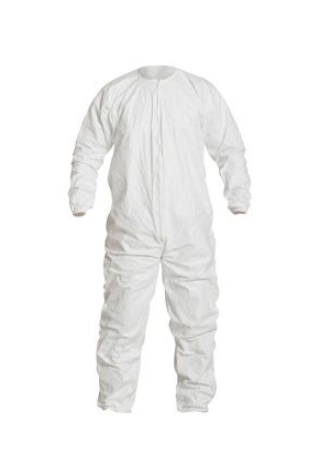 DuPont IC253B Tyvek IsoClean Coveral Bound Seams Bound Neck Dolman Sleeve Design Covered Elastic Wrists and Ankles Zipper Closure White | No Tax