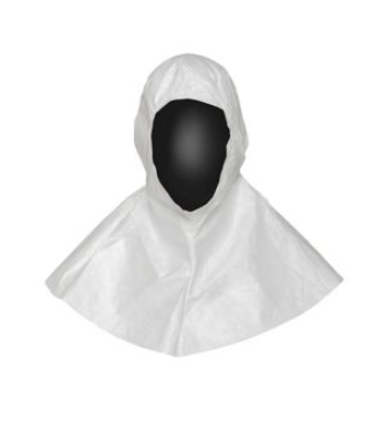 DuPont IC668B Tyvek IsoClean Hood Bound Seams Full Face Opening Bound Hood Opening Ties with Loops for Fit White