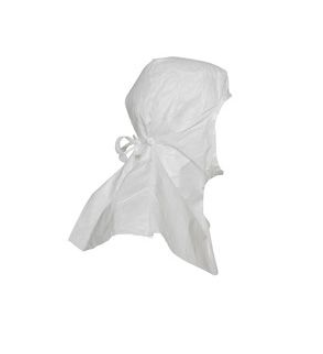 DuPont IC668B Tyvek IsoClean Hood Bound Seams Full Face Opening Bound Hood Opening Ties with Loops for Fit White | No Tax