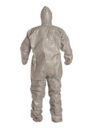 DuPont TF145T GY Tychem 6000 Coverall Respirator Fit Hood Elastic Wrists and Ankle. Double Storm Flap Taped Seams Gray | No Tax