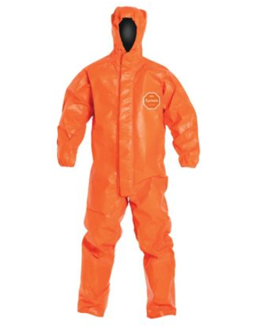 Orange DuPont TP198T Tychem 6000 FR Coverall Respirator Fit Drawstring Hood Elastic Wrists