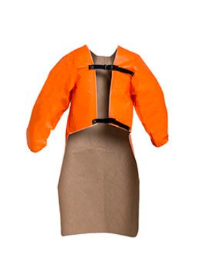 DuPont TP275T OR Tychem 6000 FR Sleeved Apron Elastic Wrists Two Buckle Closure System Taped Seams Orange | No Tax