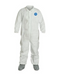 DuPont TY121S Tyvek 400 Coverall Collar Elastic Wrists Attached Skid-Resistant Boots Serged Seams White