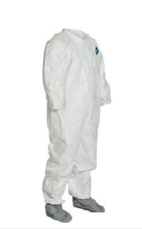 DuPont TY121S Tyvek 400 Coverall Collar Elastic Wrists Attached Skid-Resistant Boots Serged Seams White | No Tax
