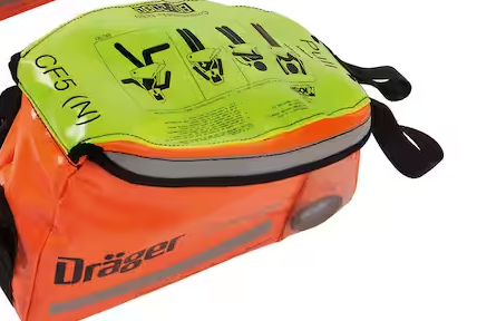 Orange and lime yellow Draeger 3364931 Saver CFS (N) Discharged  on white background
