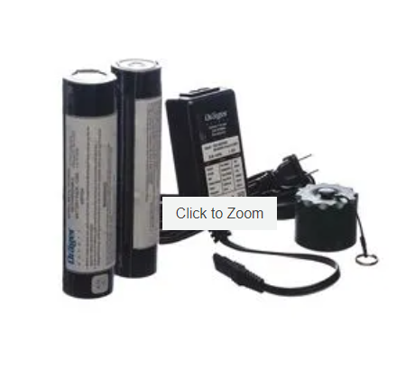 Black and gray Draeger 4057035 C420 Batteries Rechargeable with Charger on white background