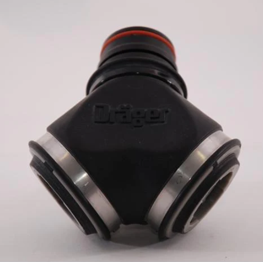 Black, silver, red Draeger 4058334 Dual RAP Adapter on white background