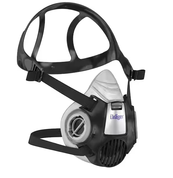 Black and gray Draeger R55332 X-Plore 3300 Half Facepiece Respirator on white background