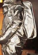 silver Lakeland 722BA Aluminized glass coverall with BA accommodation to cover an SCBA