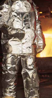 silver Lakeland 722 Aluminized glass coverall with 4 layers of protection