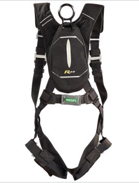 black MSA 10176308 Personal Rescue Device (PRD) with EVOTECH Harness, Quick-Connect leg straps, Standard 