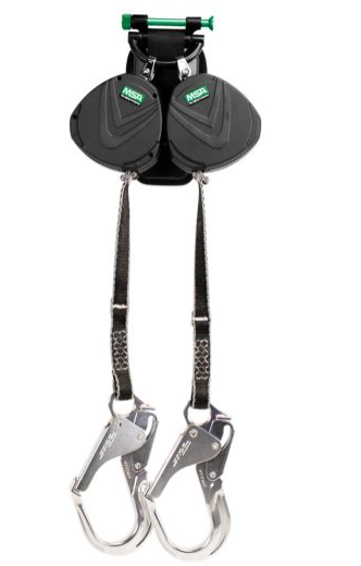 Black and silver MSA 10192009 V-Edge Personal Twin Leg Fall Limiter 8 foot