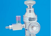 silver MSA 697344 Regulator with Matched Flow Valve 0-2 L/M on blue background