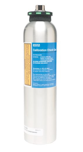 MSA 809351 Calibration Testing Gas 58 L Cylinder (HCN)-10 PPM sdilver and blue bottle