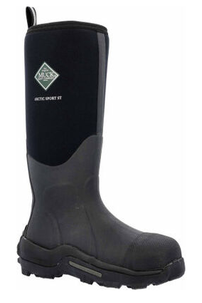 Black MUCK Boots ASP-STL Men’s Artic Sport Tall 16 Inch Steel Toe Boot on white background